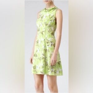Reiss Montgomery Silk Spring Pastel Green Floral Dress